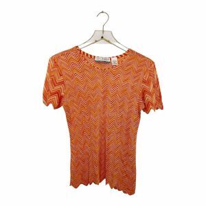 VTG Knitworks Saks Fifth Ave Zig Zag Orange Made in Italy Sz M